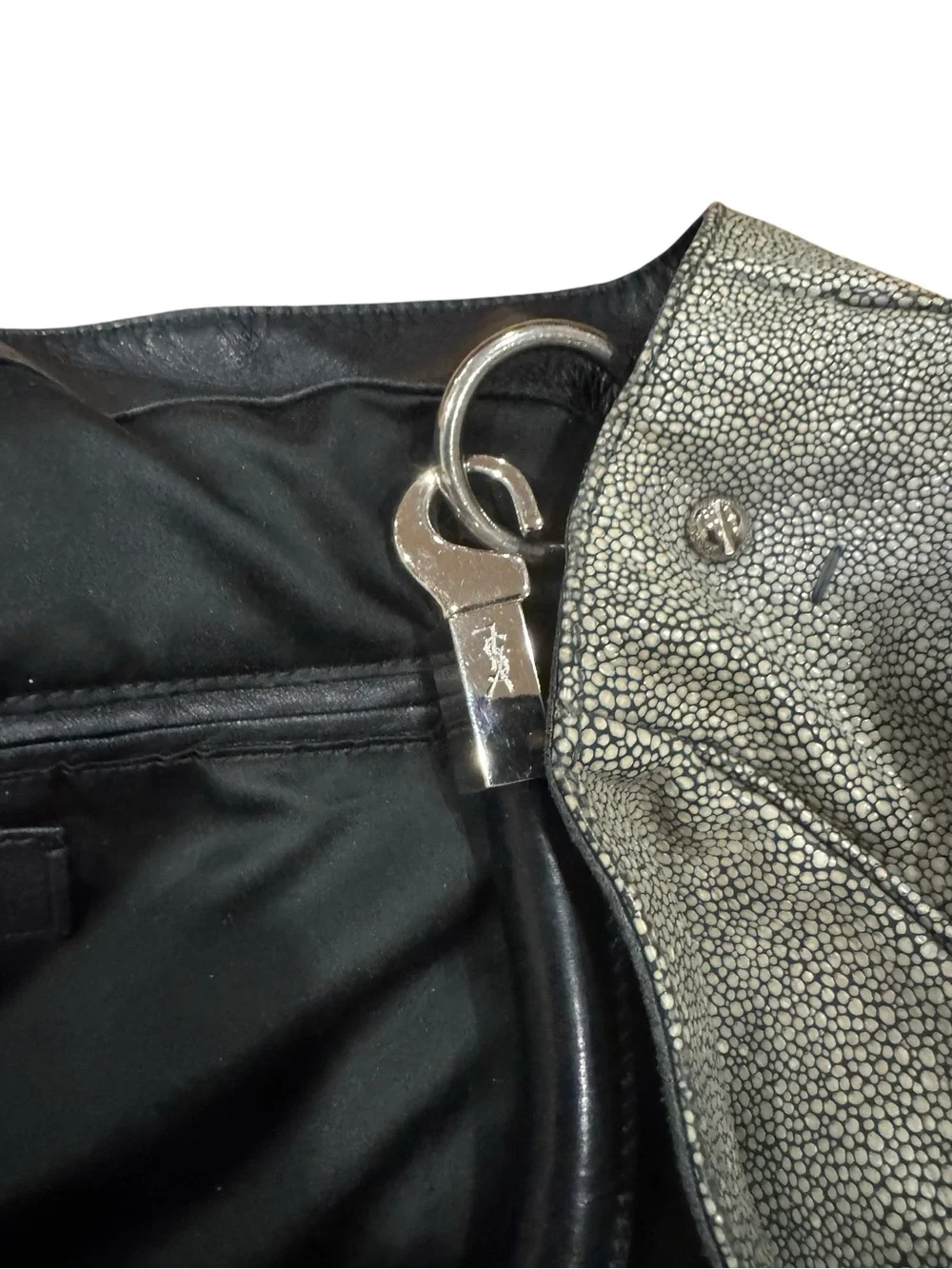 Yves Saint Laurent Vintage Olive Gray Exotic YSL Rive Gauche Roadie Hobo Bag